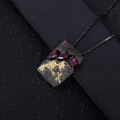 wholesale 925 Silver Designer High-End Gemstone Pendant Secret Garden Natural Style Rose Garnet Necklace Pendant-0-1