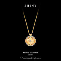 Sterling Silver Rotatable Eight-Treasure Compass Pendant Necklace-S925 Sterling Silver Gold  925 Silver