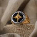 wholesale Metal double electroplated star ring for men, Yunqian new style, fashion retro cast accessory versatile trend-0-2