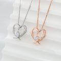 wholesale S925 Sterling Silver Europe & US Cross-Border Minimalist Luxury Heart-Shaped Diamond Pendant Necklace Factory Direct Wholesale-0-0