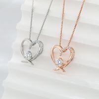 wholesale S925 Sterling Silver Europe & US Cross-Border Minimalist Luxury Heart-Shaped Diamond Pendant Necklace Factory Direct Wholesale-White gold single pendant 925 silver