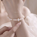 wholesale S925 sterling silver four-leaf clover natural freshwater pearl bracelet with moonstone, trendy design, niche collectible-0-2