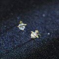 wholesale S925 silver stud earrings with diamond inlaid and gold-toned star design, trendy women's jewelry E6153-0-2