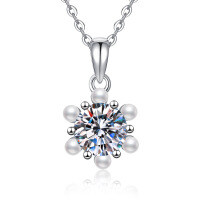 S925 Sterling Silver Moissanite Pendant Necklace Wholesale-6.5mm high-carbon stone  925 silver