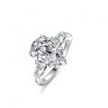 Sterling Silver Moissanite Ring Women's Luxury Pave Pear Shape 4 Carat-0-0