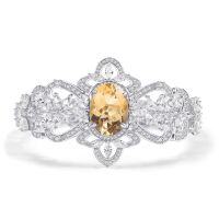 wholesale S925 Sterling Silver European and American Style Cross-Border Natural Topaz Bracelet with Star Sapphire and Ruby Crystal Luxury Bracelet-Natural citrine bracelet