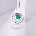 wholesale S925 Silver Designer High-End Natural Green Agate Pendant in a Minimalist Style with Colored Gemstone Necklace-0-1
