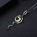 wholesale S925 Sterling Silver Secret Garden High-End Pendant, Natural Style Designer Necklace with Green Agate Inlay-0-1