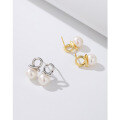 wholesale 925 Sterling Silver Freshwater Pearl Earrings for Women, Light Luxury High-end Elegant Minimalist Small Design New Earrings-0-1