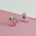 wholesale S925 Sterling Silver Adorable Cat Resin Pink Zircon Earrings, Forest-Inspired Fashionable and Unique Design, Student Style Women's Earrings-0-3
