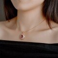 wholesale Metal material, cross-border best-selling sunflower gemstone necklace for women, fashionable and versatile, elegant and unique, small and exquisite high-end sense collarbone chain-0-1