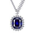 wholesale [925 Sterling Silver] European & American Synthetic Sapphire Necklace for Women, Fashionable & Luxurious Cross-Border Hit, 43cm-0-4