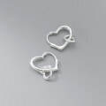 wholesale S925 silver wire interlocking heart earrings, minimalist Korean-style fashionable and elegant earrings M01187-0-3