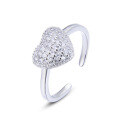 wholesale S925 Sterling Silver Korean Style Fashion Popular Heart-shaped Ring Inlaid with Diamond Full Diamond Love Open Adjustable Ring-0-4