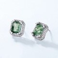 wholesale S925 Sterling Silver European and American New Geometric Full Zircon Moss Stud Earrings, Fashionable and Personalized with a High-End Feel-0-2