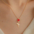 wholesale S925 Sterling Silver Metal Rose with Zircon Necklace, Acrylic Flower Cross-Border Best-Seller Wholesale-0-2