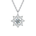 S925 Sterling Silver Moissanite Sunflower Necklace-0-3