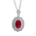 wholesale S925 Silver Alloy ZHUOZHIFANG Jewelry 7*9 Oval Simulated Ruby Necklace, Ins Style Jewelry Necklace for Live Streaming-0-4