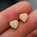 925 Sterling Silver Hip Hop American Style Moissanite Heart D-Color Unisex Earrings-0-4