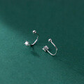 wholesale S925 Silver Minimalist Single Diamond Ear Hook for Women, Korean Style Summer Small Spiral Elegant Line Ear Studs G9368-0-2