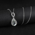 wholesale S925 Sterling Silver Natural Green Amethyst Pendant Necklace, Fashionably Luxurious and High-End with Inlaid Natural Gemstone Pendant-0-2
