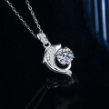 S925 Sterling Silver Moissanite Dolphin Pendant Necklace-0-1
