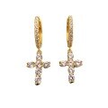 wholesale Metal material, high-end diamond-encrusted cross earrings for women, lightweight luxury style, elegant and minimalist earrings, new collection-0-4