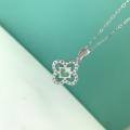 wholesale S925 sterling silver fashion ice-cut pendant four-leaf clover design collarbone chain elegant hollow necklace trend-0-4