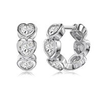 wholesale S925 sterling silver cross-border women's earrings with heart-shaped pave diamond design, small and unique, luxurious and high-end, fresh and elegant heart-shaped earrings-Platinum DY110315-SW-WH>925 Silver
