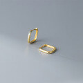 wholesale 925 Sterling Silver Single Diamond Square Geometric Ear Clasp for Women, Korean Style Ins Minimalist Elegant Cold Tone Hoop Earrings G8316-0-2