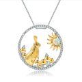 wholesale 925 silver Chinese-style pendant with zodiac series jade rabbit and natural gemstone necklace pendant-0-7