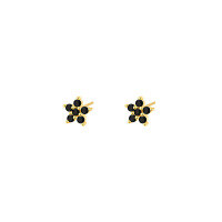 wholesale S925 Sterling Silver Small Petal Colored Zircon Earrings For Women, Elegant Cross-border Floral Design-E4220-Black Zirconium 925 Silver