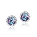 wholesale S925 Sterling Silver European and American Sweet Style Cultured Alexandrite Earrings Fashionable Trendy Cross-border Hot Picks Stud Earrings-0-5