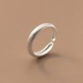 wholesale S925 Sterling Silver Brushed Matte Ring, Single Plain Circle Adjustable Open Ring, Versatile Basic Minimalist Smooth Jewelry R00499-0-2