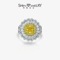 wholesale 925 Silver Ring with Daisy Design, 15ct Fat Square 7*7 High Carbon Diamond, Birthday Banquet Style, Collection by Shipei Jewelry-Yellow 7*7【R-1531】 No.5
