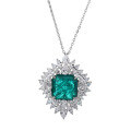wholesale S925 Sterling Silver Pendant Full Diamond Emerald Heavy Work Inlaid Women's Cross-Border Emerald Necklace Wholesale-0-4