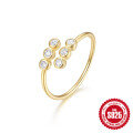 wholesale S925 Sterling Silver Open Ring with Inlaid Diamonds, Korean Style, Small and Fresh, Ins Style, Versatile Hand Accessory Index Finger Ring-0-5