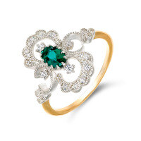 wholesale S925 silver set with lab-grown emerald and white zircon ring for daily wear, niche and lightweight luxury style-Cultured Emerald White Zirconium Ring  Size 8