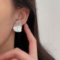 wholesale S925 Sterling Silver Textured Irregular Stud Earrings for Women, New Trend Heavy Duty Personality Earrings-0-4