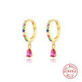 wholesale S925 Sterling Silver INS-style Cross-Border Bestseller Dripping Hoop Earrings with Colorful Diamonds-0-8