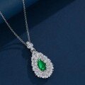 wholesale 925 Silver 2ct Teardrop 6*10 Lab-Grown Ruby Sapphire Emerald Pendant Necklace-0-3