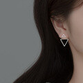 wholesale S925 silver triangle earrings for women, Korean-style minimalist geometric ear drops, versatile two-way wear ear accessories E5761-0-0