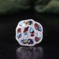 wholesale S925 Sterling Silver Luxury Multi-Gemstone Natural Tourmaline Ring, Exaggerated European and American Cross-Border Ring-0-1