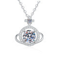 S925 Sterling Silver 1ct Moissanite Cross-Border Universe Planet Pendant Necklace-0-3