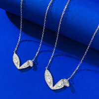 wholesale S925 Sterling Silver Fashion Playful Bunny Ears Necklace Pendant for Women, 40+5cm, Versatile for Everyday Wear-N353 Rabbit Ear Necklace [Small]  925 Silver