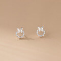 wholesale S925 Sterling Silver Fresh and Sweet Ins Style Small and Unique Design Diamond-inlaid Butterfly Hoop Earrings M06611-0-2