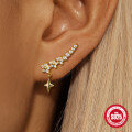wholesale S925 Sterling Silver with Rhinestone Petal Ear Hooks and Small Pendant Earrings for Women-0-1
