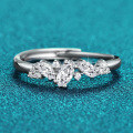 Sterling Silver Women's Ring with Marquise Moissanite, Trendy and Unique Design-0-0