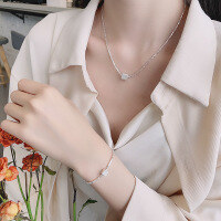 wholesale S925 Sterling Silver Trendy Hip-Hop Chic Square Sugar Necklace, Ins Style Luxury Layered Collarbone Chain-514LD/bracelet about 4.7g 925 silver