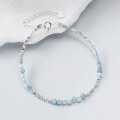 wholesale S925 Silver Exquisite Korean Style Minimalist Niche Design High-end Sense Aquamarine Crystal Crushed Silver Bracelet S8003-0-2